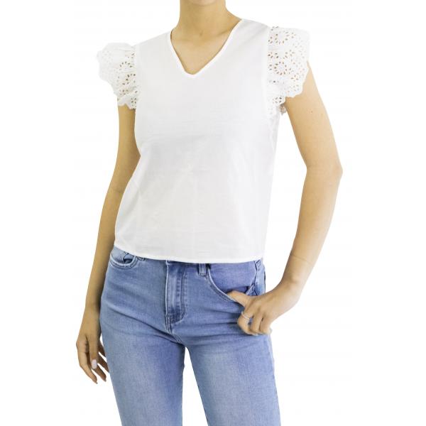 Maglia a V con ricami sulla manica  Only